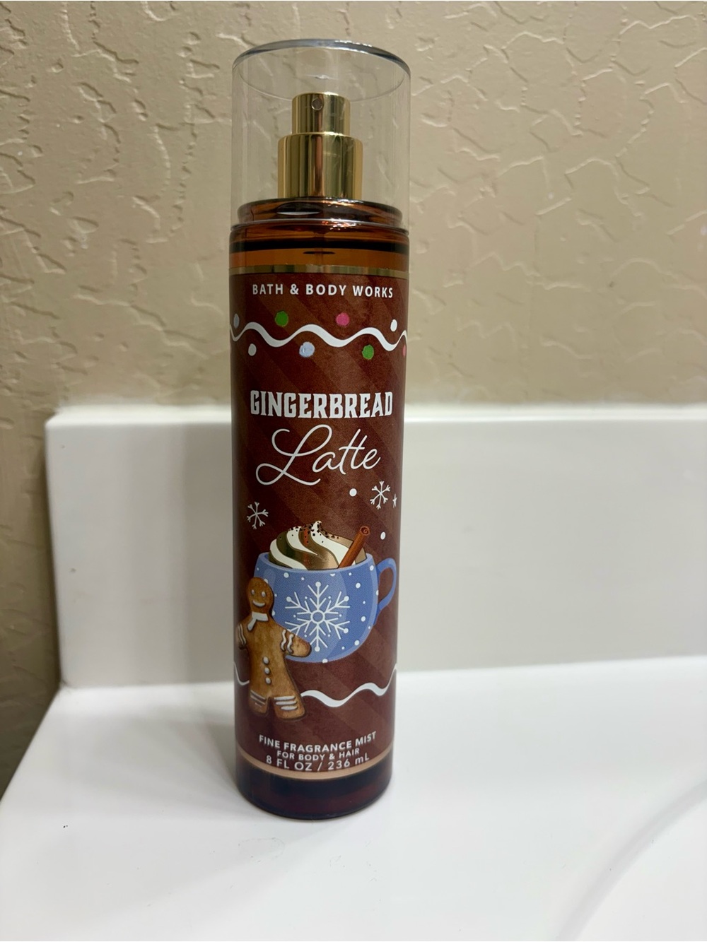Bath & Body Works Gingerbread Latte Fine Fragrance Mist - Brown & Blue Accents